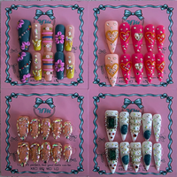 FatFat Faux Ongles à Coller Formes Mixtes Amande Carré Cercueil Stiletto Baby Duck Designs Variés Halloween