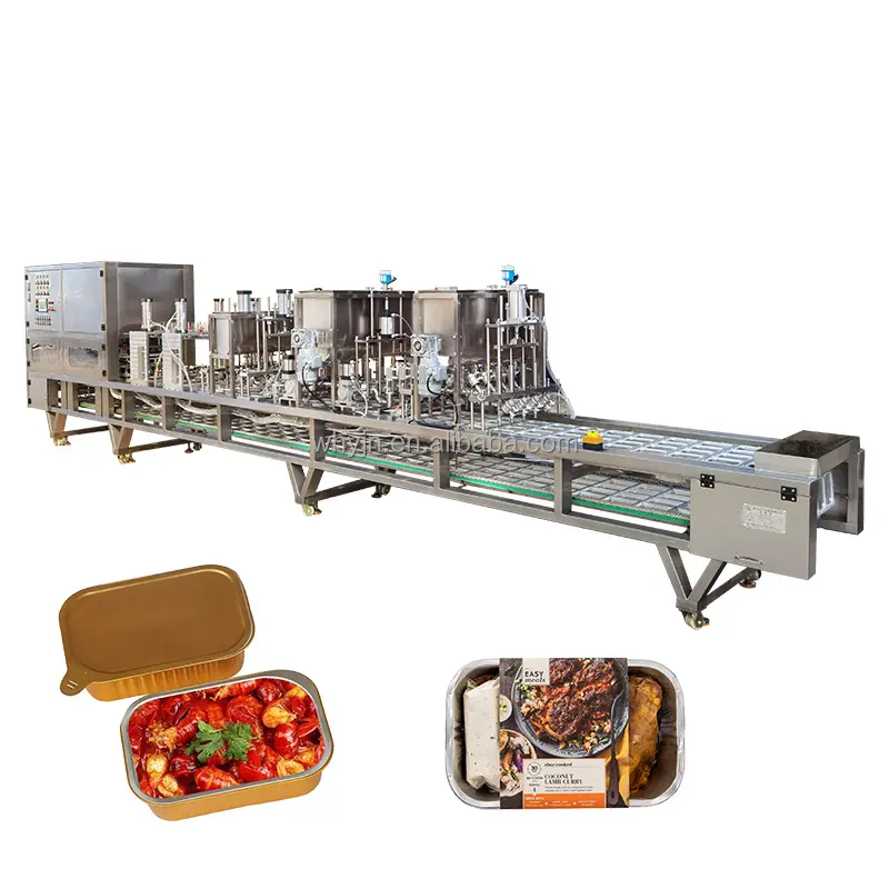 특별 대형 식품 공장 TV 저녁 식사/준비 식사 포장 기계 라인 상자 포장 용 충전 기계