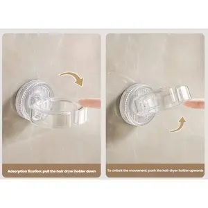 Suction Cup Hair Dryer <b>Bracket</b> No Punching Home Bathroom Wall-mounted Rotatable Fixed Buckle Hair Dryer Storage <b>Bracket</b> - Product Image 5