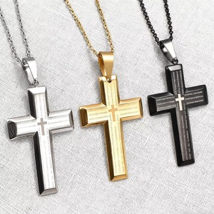 Collar con Colgante de Cruz Grueso de Acero Inoxidable con Estampado Punk para Mujeres y Hombres, Amuletos Religiosos de Oración y Fe, Cadena de Joyería Metálica, Regalo - Product Image 1