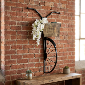Jarrón de Pared de Metal Industrial con Forma de Bicicleta y Cesta para Flores, Decoración Rústica para Montar en la Pared, Decoración para el Hogar - Product Image 6