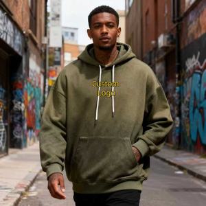 TKAN181D vente en gros hommes progressif deux tons lavage à l'acide surdimensionné Vintage automne poche tricoté sweat à capuche - Product Image 1