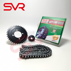 Kit Chaîne et Pignon <span class=keywords><strong>SVR</strong></span> <span class=keywords><strong>Moto</strong></span> 428 128 Or Noir CG125 150 Kit Relacion Cadena avec Couronne et Pignon pour SBR Express - Product Image 6