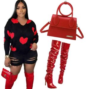 Fall Winter 2025 Women Pullover Sweater <strong>Valentine</strong> Knitted Long Sleeve Fashion <strong>Jumpers</strong> Casual Streetwear Sweatshirt Knit Tops - Product Image 1