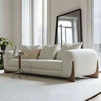 Ensemble de canapé-lit modulaire en velours au design moderne avec pieds en bois, sectionnel personnalisé pour les hôtels, les villas et les salles de sport