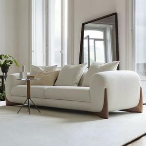 Ensemble de canapé-lit modulaire en velours au design moderne avec pieds en bois, sectionnel personnalisé pour les hôtels, les villas et les salles de sport - Product Image 2