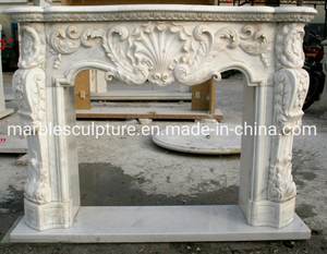 कारखाने ने कस्टम थोक हाथ से नक्काशीदार यूरोपीय शैली सफेद संगमरमर की फिजगह मैटल बनाया, पुष्प खोल पैटर्न नक्काशी - Product Image 4