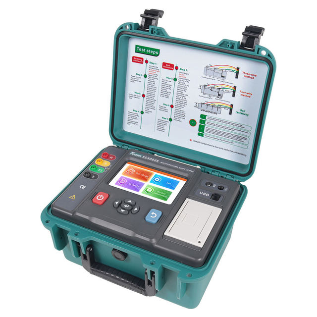 FUZRR ES3002E Digital Multimeter Double Clamp Ground Resistance Tester Earth Resistivity Testing Meter
