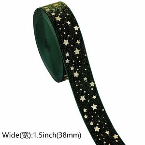 Ruban en velours pailleté de haute qualité 3,8 cm pour emballage cadeau de Noël 10 yards/rouleau - Product Image 3