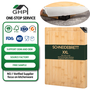 Tabla de cortar de bambú con afilador, tabla de cortar de bambú duradera, extra grande, gruesa, de madera, para cocina. - Product Image 1