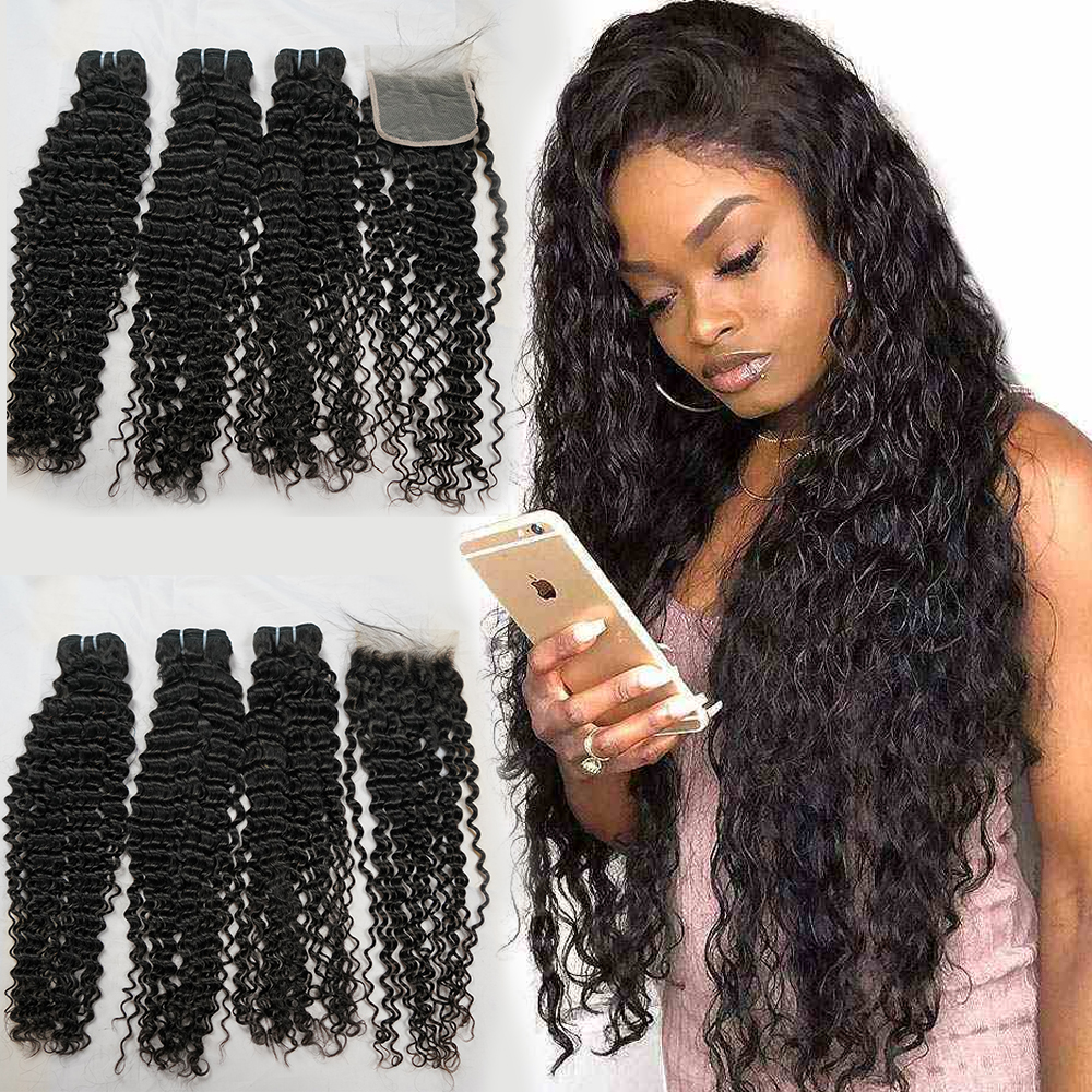 Wholesale Curly 20inch 7pcs 6+1 One Pack Solution Human Hair Blend Packet  Human Hair Package Hair With Closure - Buy Packet Human Hair Blend With 3  Part Closure,Animal Blend Hair Deep Wave