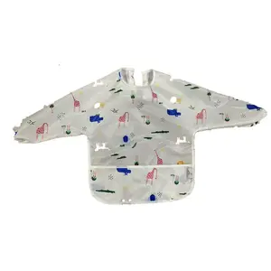 Tablier à manches longues pour enfants, bavoir avec poche, couverture complète, salopette pour enfants, dressing inversé, bavoir imperméable