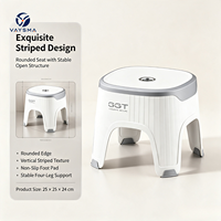 Nouvelle Arrivée Tabouret en Plastique Côtelé Bicolore Ergonomique avec Assise Large Empilable Gain de Place pour la Maison, la Salle de Bain, le Salon, la Chambre à Coucher