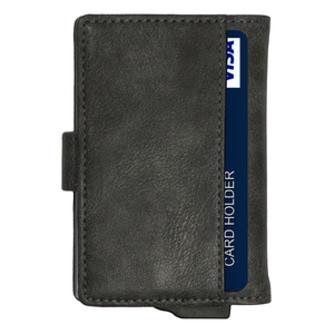 Tarjetero de Aluminio CardHoda, Cartera Corta con Bloqueo RFID de Cuero Genuino, Cierre a Presión Minimalista Unisex, Color Marrón - Product Image 4