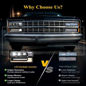 Ensemble de phares LED avec feux de jour et clignotants séquentiels, remplacement pour camion OBS <span class=keywords><strong>Silverado</strong></span> C/K 1500/2500/3500 88-98 6500k IP67 - Product Image 6