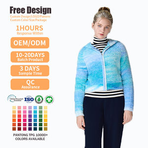 Suéter con Capucha de Punto Personalizado, Estilo Casual, Top Corto, Cárdigan con Cremallera para Mujer, Otoño Invierno - Product Image 2