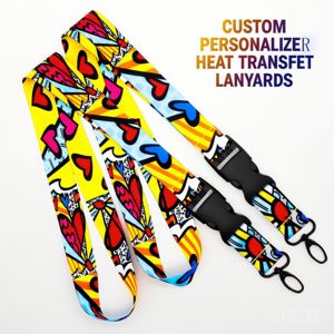 Custom Eco-Friendly Cartoon Style Heat Transfer <b>Lanyards</b> Full Color Sublimation <b>Polyester</b> Neck Straps Safety Buckle Promotional - Product Image 1
