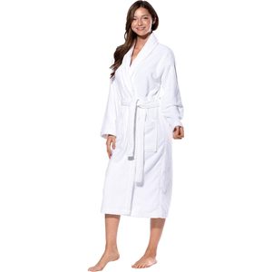 เสื้อคลุมเทอร์รี่สำหรับผู้หญิง ผ้าฝ้ายตุรกี 100% สไตล์กิโมโน สีขาว กำมะหยี่ ไซส์ XX-Large เสื้อคลุมอาบน้ำเนื้อนุ่ม - Product Image 3