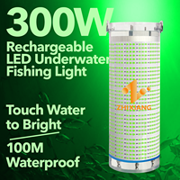 Lampe de pêche sous-marine LED sans fil rechargeable 80W 120W 160W 300W, étanche IP68, vert bleu cyan, pour attirer les poissons de chalutier