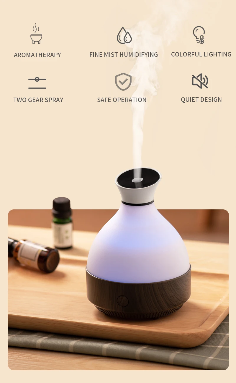 new essential oil usb desktop humidifying electric ultrasonic diffusers LED wood grain wooden ceramic aroma therapy diffuser