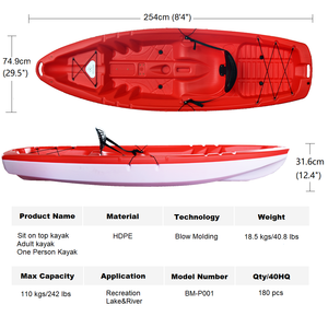 Bán buôn OEM xuồng thuyền HDPE nhựa ca nô và Kayak thổi đúc Touring xuồng/Kayak ngồi trên đầu duy nhất chỗ ngồi kayak - Product Image 4