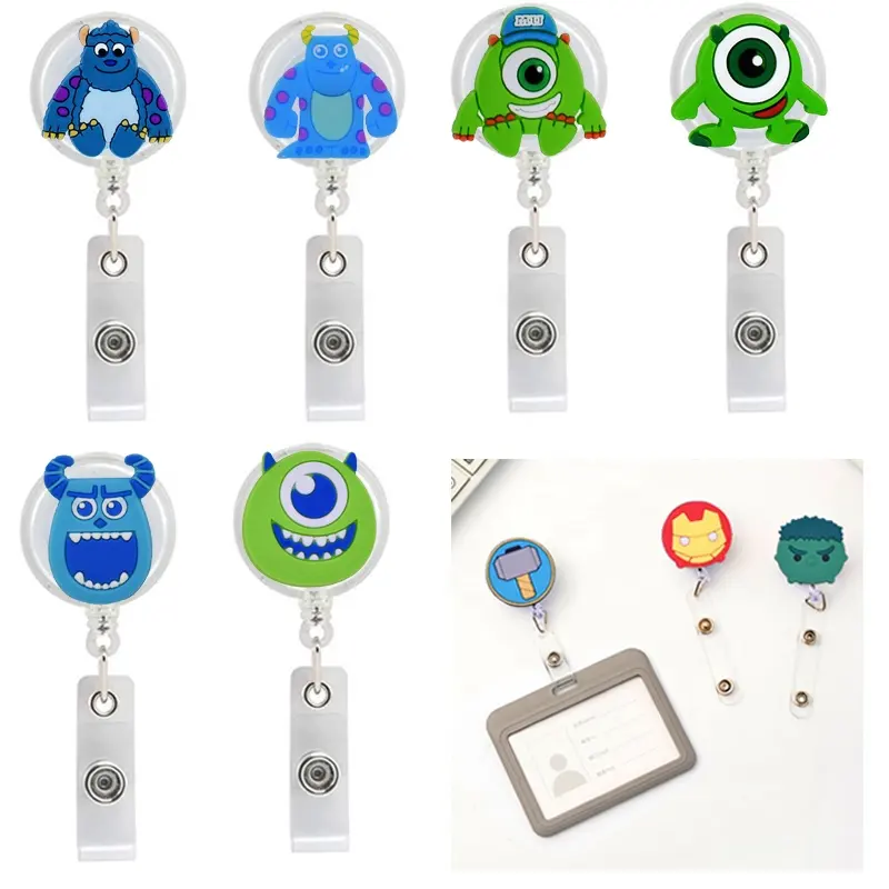 Custom Logo Name Tag Card Holders Retractable Ski Pass ID Card Badge Holder Reel Pull Key