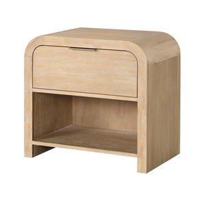 Mesa de Noche de Madera de Mango con Acabado Natural, con Cajón y Estante, Estilo Transicional - Product Image 2