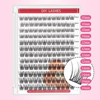 Meilleures ventes : Faux cils en grappe DIY DF02, marque privée, faits main, naturels, 12 rangées, volume intense, longueurs mixtes 10-16mm