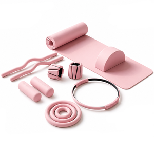 Custom New Adjustable Yoga Gym Accessories Women pink <b>Stretch</b> Fabric Resistance Band Pilates <b>Ring</b> High Quality Core Sliders Set - Product Image 2