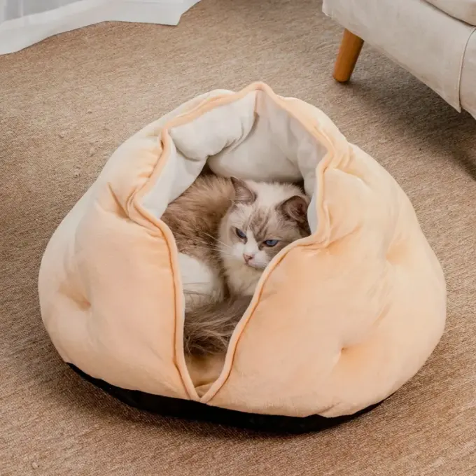 Donut Cat Bagel Bed Light Metal Dog Bebedero Para Perro Fluffy Soft Round Minky Padded Pet Beds Wool Basket Home Goods Large
