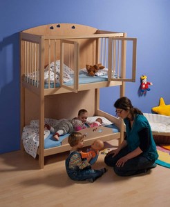 Montessori Double Couche En Bois Sieste Lit Rampes Accoudoirs Coffre-fort Repos Confortable Pour Les Tout-Petits Pour Salle À Manger Parc Salon-Début - Product Image 2