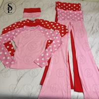 Dameskleding op maat met logo, zacht katoenen shirt met lange mouwen en wijde broek met opvouwbare taille, casual 2-delige lounge set voor dames