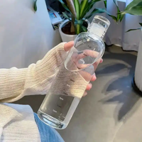 2023 gros Portable étudiant INS tasse verre borosilicaté potable bouteille d'eau transparente Sublimation avec échelle de temps