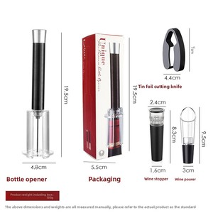 Ensemble créatif d'ouvre-bouteille à <span class=keywords><strong>vin</strong></span> rouge à pression d'air avec <span class=keywords><strong>bouchon</strong></span> et coupe-papier en alliage d'aluminium – Idéal pour un cadeau - Product Image 2