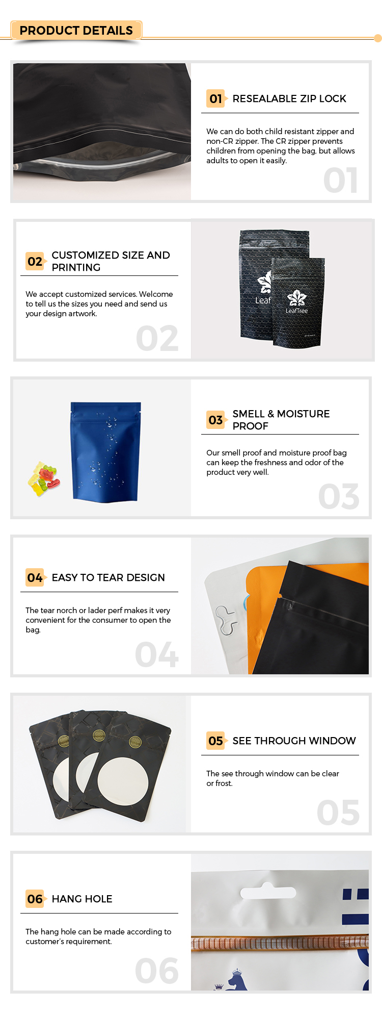 Flat Bottom Pouches Popcorn Candy flat Bottom Square Bottom Resealable ziplock, holographic rainbow color