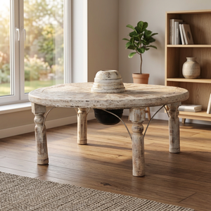 Handmade Wooden Table Rustic Elegant Design Durable Set for Living Room Dining Home <b>Office</b> School-Modern Farmhouse Style - Product Image 2