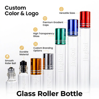 Flacon roll-on en verre format poche 10 ml, vide, pour parfum, tube roll-on de voyage, distributeur de liquide d'huile essentielle avec bille métallique