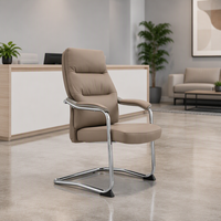 Chaise de bureau de direction en acier anti-griffures nano-revêtu, finition chromée, accoudoirs fixes extra-larges, siège coulissant en mousse haute résilience