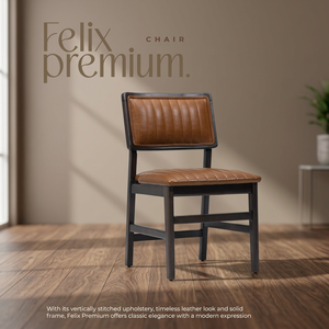 Brown Leather Upholstered Foam Filled Dining <b>Chair</b> Solid Wood Frame Tufted <b>Back</b> Seat Scandinavian Modern Style for Home Hotel - Product Image 3