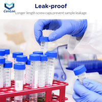 Tubes de centrifugation coniques en plastique PP stériles de 15 ml, haute transparence, avec bouchons à vis, zone d'écriture, non pyrogènes, sans DN/RNase