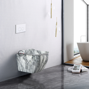 โถสุขภัณฑ์ติดผนังเซรามิกหลากสี ดีไซน์ลายหินอ่อน แบบไร้ขอบ - Product Image 1