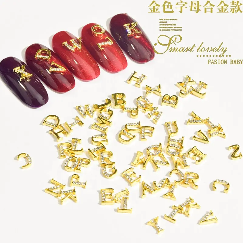 Letter Nail Studs 3d Hoofdletters En Strass Crystal Nail Stickers Engelse Nail Art Decoratie Voor Vrouwen Meisjes