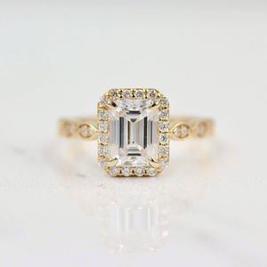 แหวนทอง10K 14K 18K สำหรับผู้หญิงหินโมอิส - Product Image 1