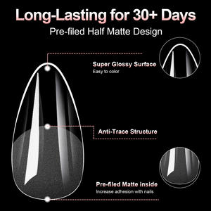 100pcs amande cercueil Transparent acrylique <span class=keywords><strong>faux</strong></span> ongles français Double usage presse sur acrylique ongles doux <span class=keywords><strong>Gel</strong></span> ongles conseils - Product Image 2