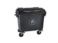 Poubelle en plastique de grande capacité de 660 litres, bac à ordures avec couvercle, robuste, pour le traitement des déchets sur les chantiers de construction