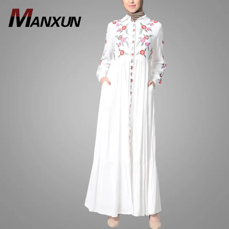 Дубай сексуальные фотографии девушек марокканский стиль белый вышивка дизайн мусульманское длинное платье элегантные женские Abayas Индия & Пакистан Одежда