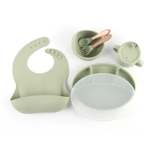 Подарочный набор для кормления ребенка силиконовая чаша водонепроницаемые нагрудники всасывающая Посуда Наборы для малышей