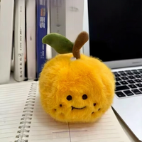 Porte-clés en peluche super doux en coton PP, anti-stress, orange, tangerine pelable, jouet en peluche, clip, breloque de sac tendance, cadeau pour