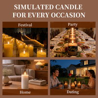 Ensemble de 3 bougies LED sans flamme à effet vacillant en verre véritable avec coque en paraffine, alimentées par piles 3D, décoration de Noël pour la maison