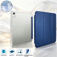 Coque souple et agréable au toucher pour iPad Pro 11e génération avec support magnétique intégré, porte-crayon transparent pliable en trois parties et impression personnalisée